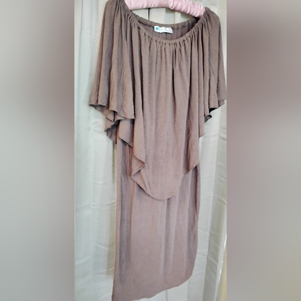Jersey Midi Flutter Dress.  Size S/M. Perfect Beige💃